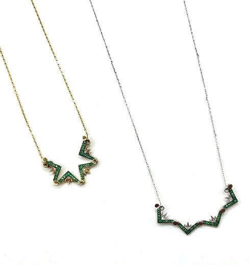 14K Gold Diamond & Emerald Star Of Bethlehem Opening Magnetic Necklace